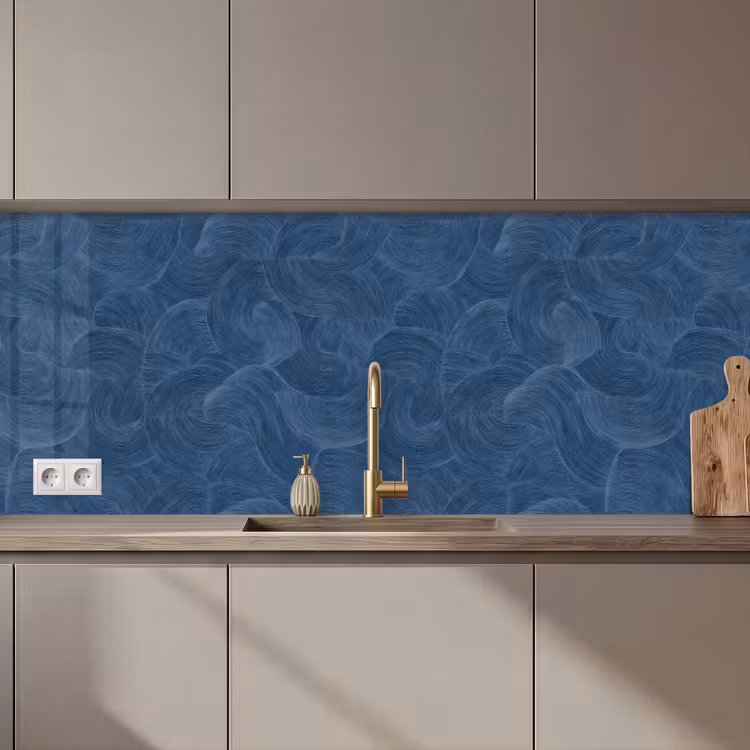 Keuken achterwand - Golven - Textuur - Patroon - Blauw — 1