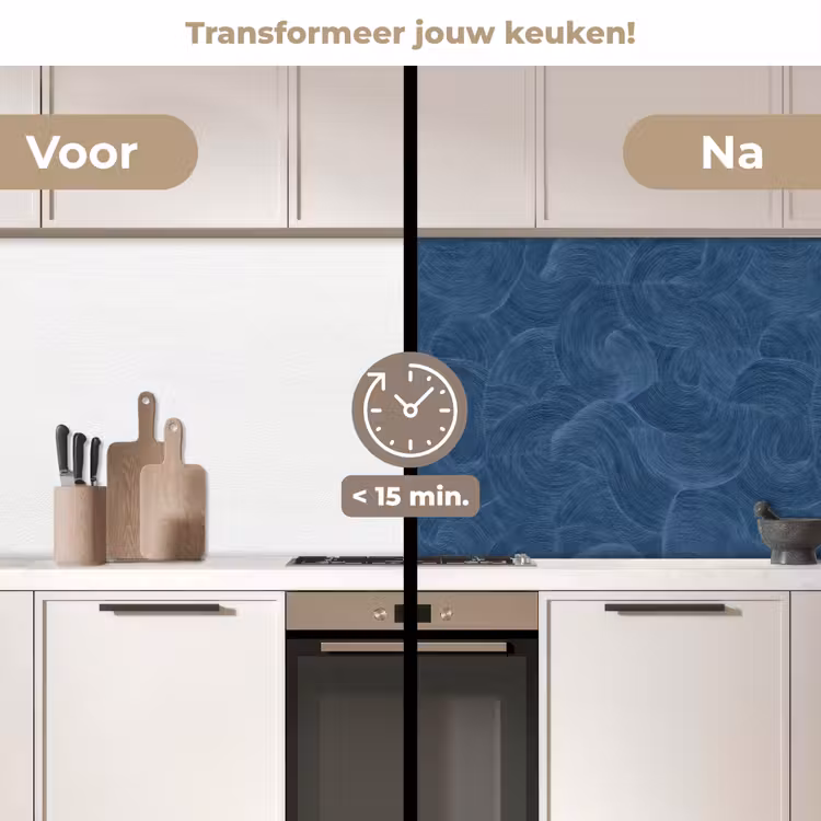 Keuken achterwand - Golven - Textuur - Patroon - Blauw — 2