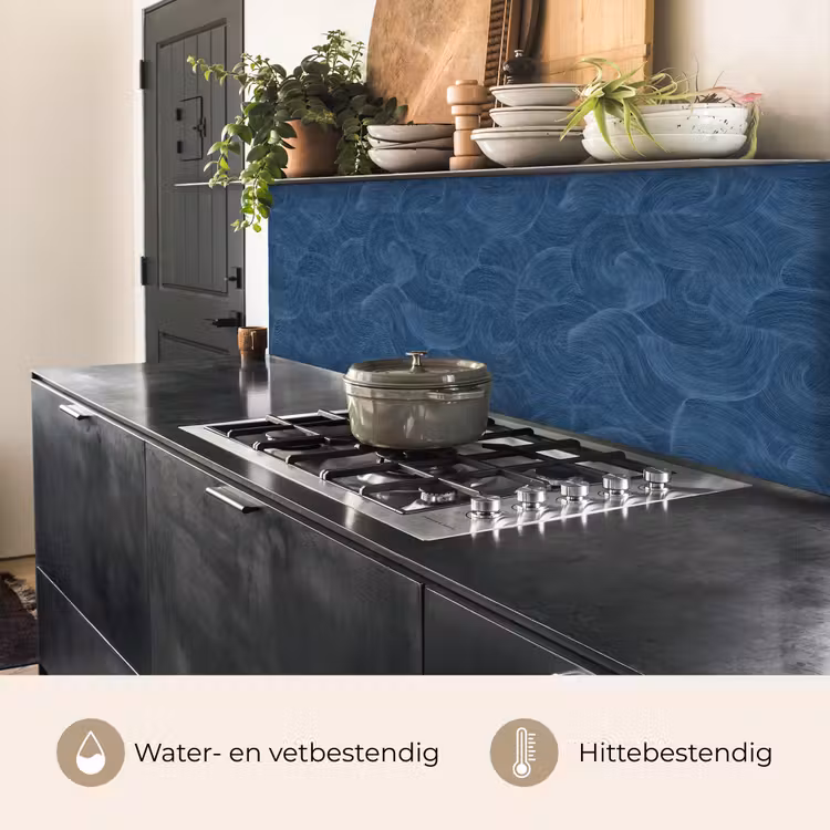 Keuken achterwand - Golven - Textuur - Patroon - Blauw — 3