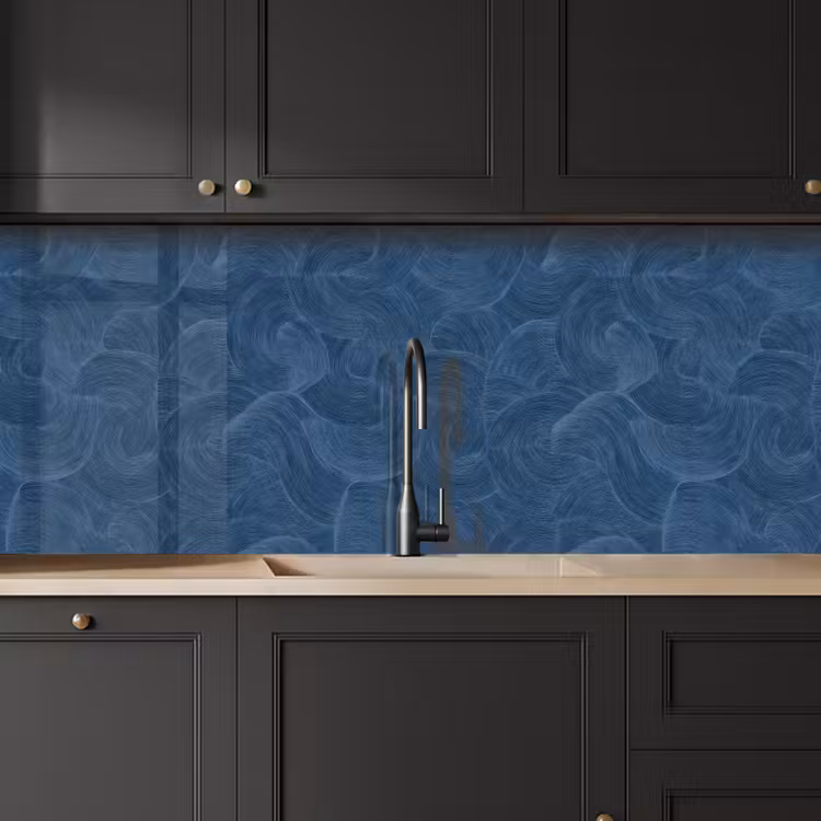 Keuken achterwand - Golven - Textuur - Patroon - Blauw — 6