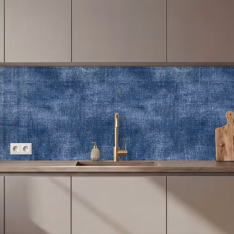 Keuken achterwand - Linnen - Textuur - Patroon - Denim - Rustiek — 1