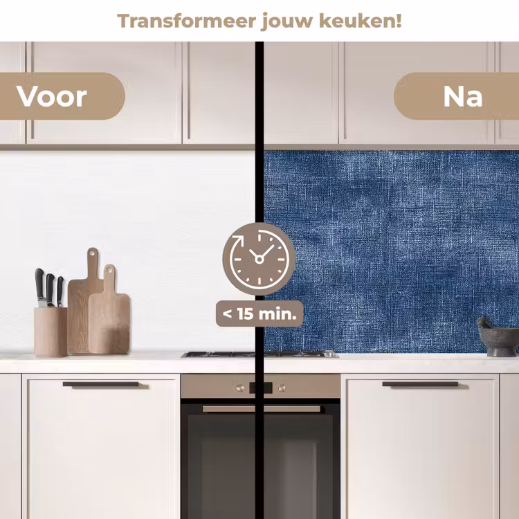Keuken achterwand - Linnen - Textuur - Patroon - Denim - Rustiek — 2