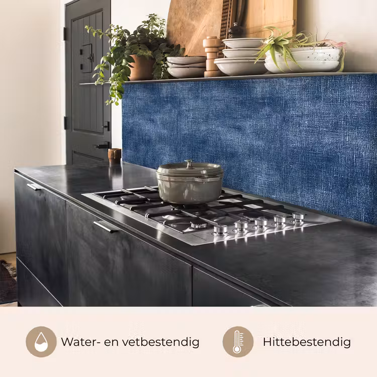 Keuken achterwand - Linnen - Textuur - Patroon - Denim - Rustiek — 3