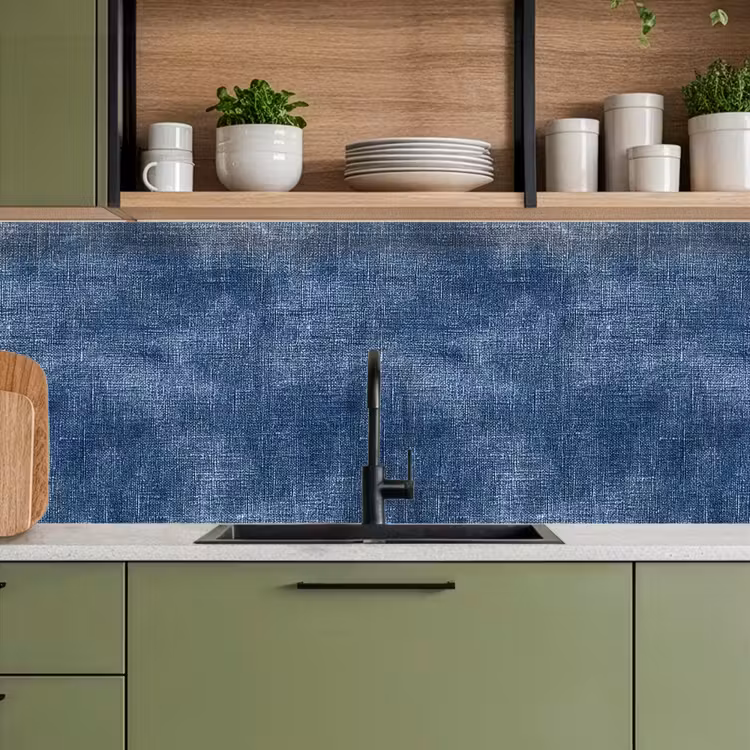 Keuken achterwand - Linnen - Textuur - Patroon - Denim - Rustiek — 5