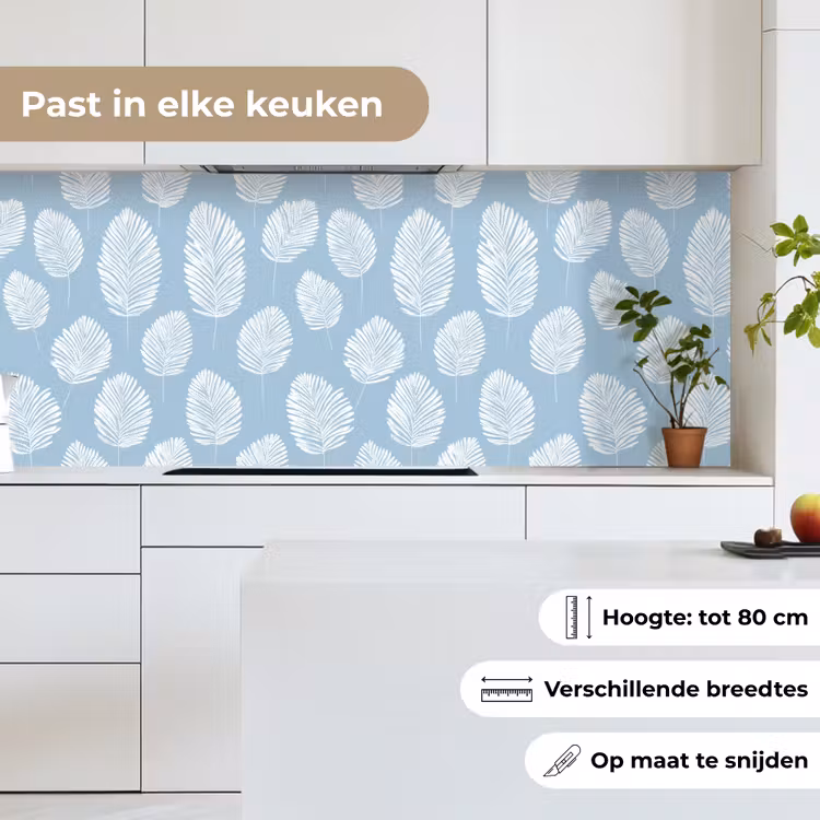 Keuken achterwand - Palmbladeren - Naadloos - Patroon - Pastelblauw — 4