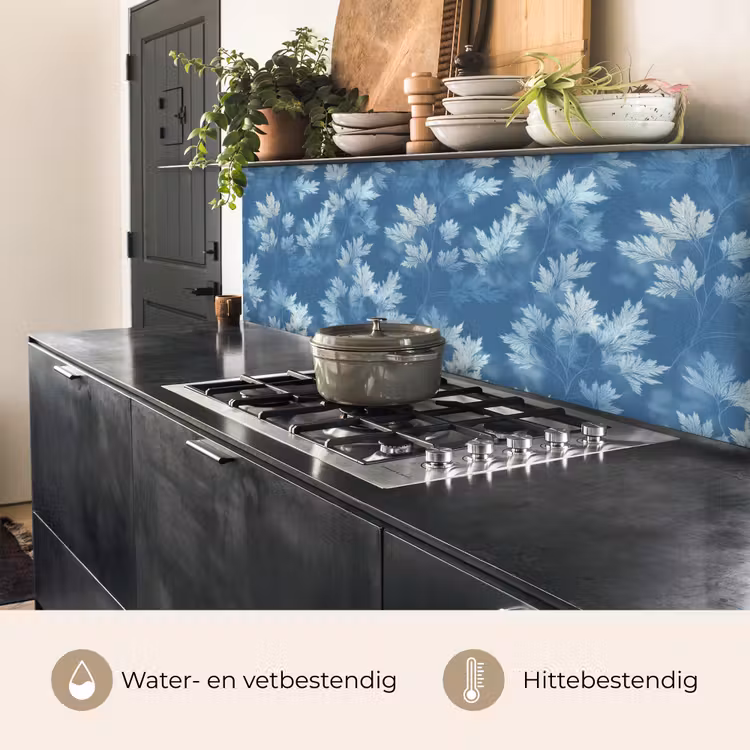 Keuken achterwand - Varen - Botanisch - Patroon - Grijsblauw — 3