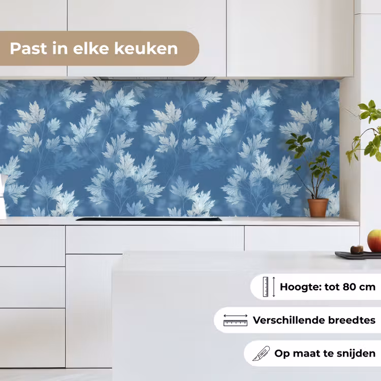 Keuken achterwand - Varen - Botanisch - Patroon - Grijsblauw — 4