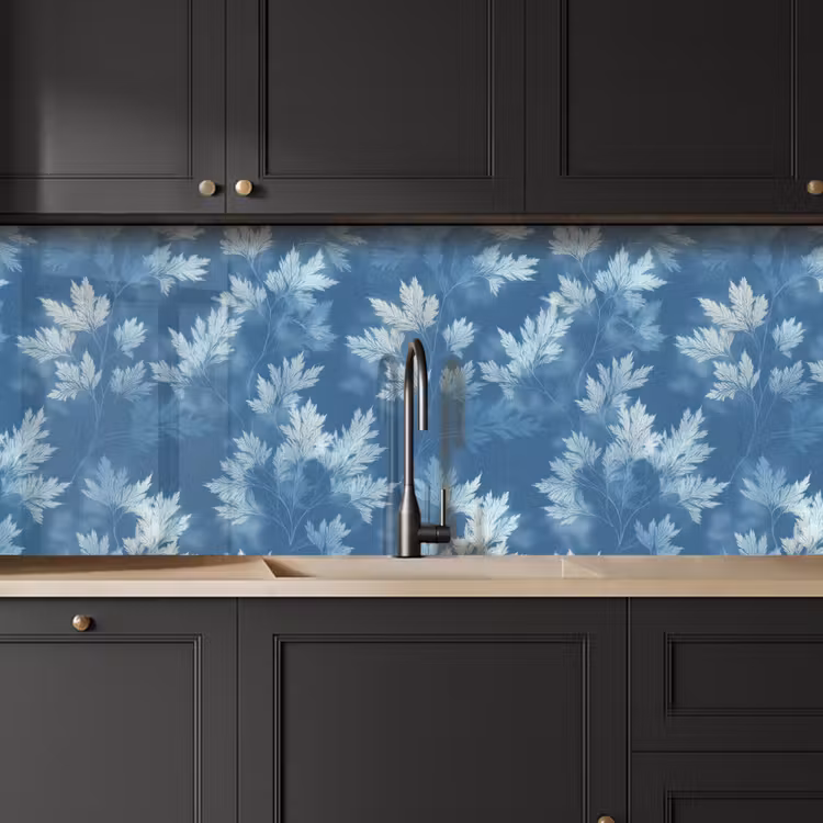 Keuken achterwand - Varen - Botanisch - Patroon - Grijsblauw — 6