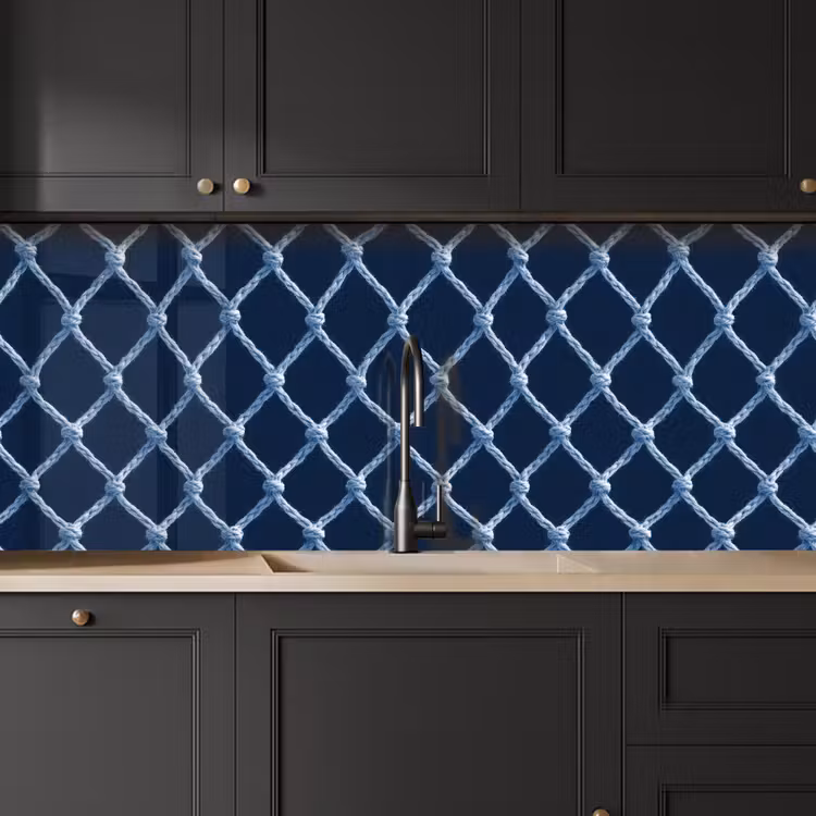 Keuken achterwand - Visnet - Touw - Patroon - Marineblauw — 6