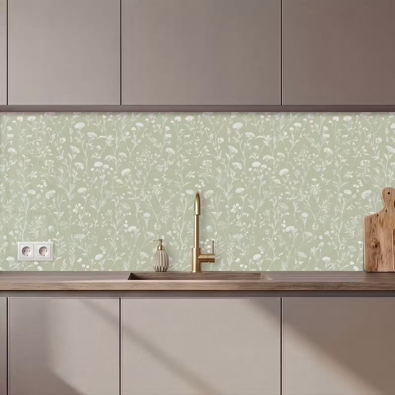 Keuken achterwand - Bloemen - Patroon - Groen — 1