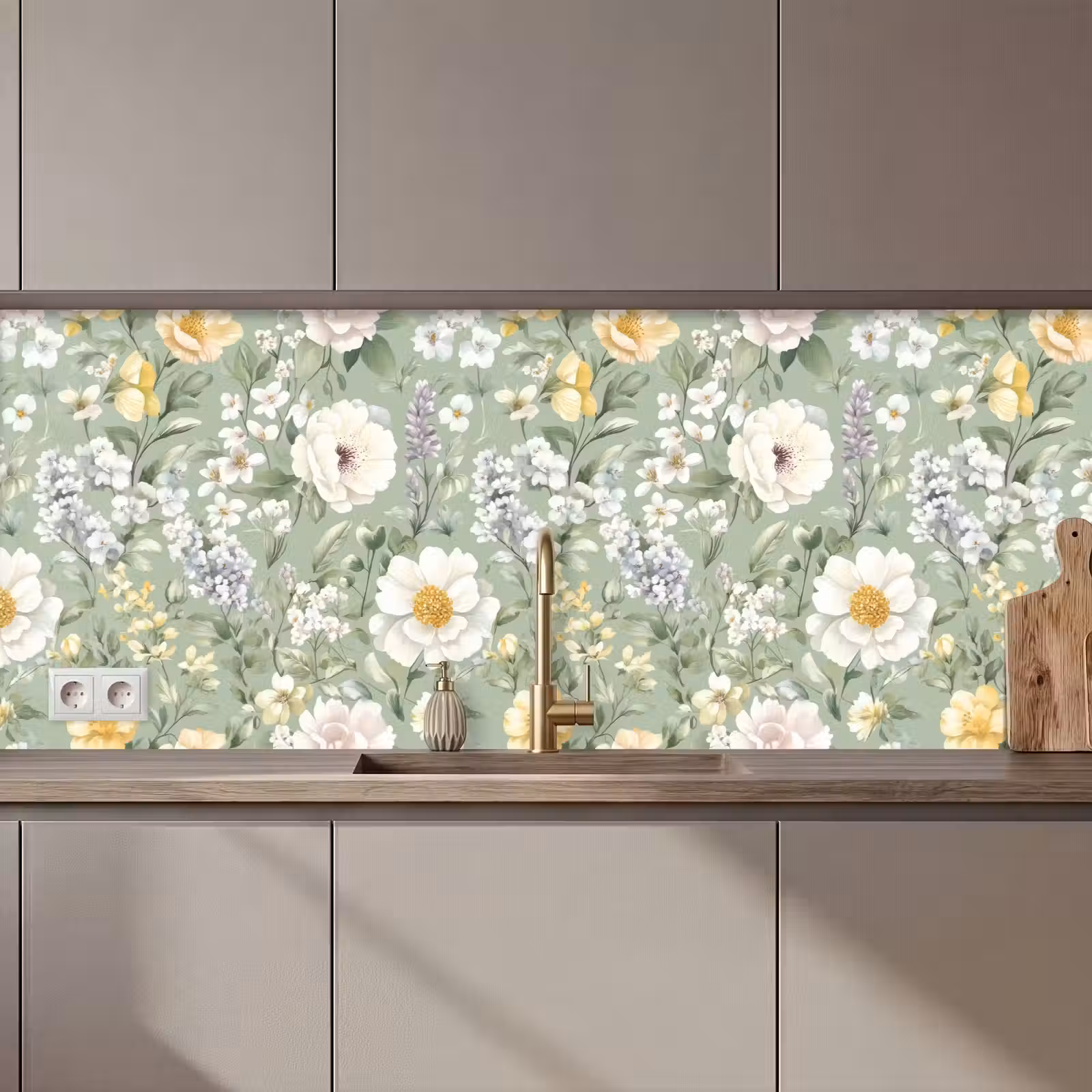 Keuken achterwand - Klassiek - Bloemenpatroon - Kleurrijk — 1