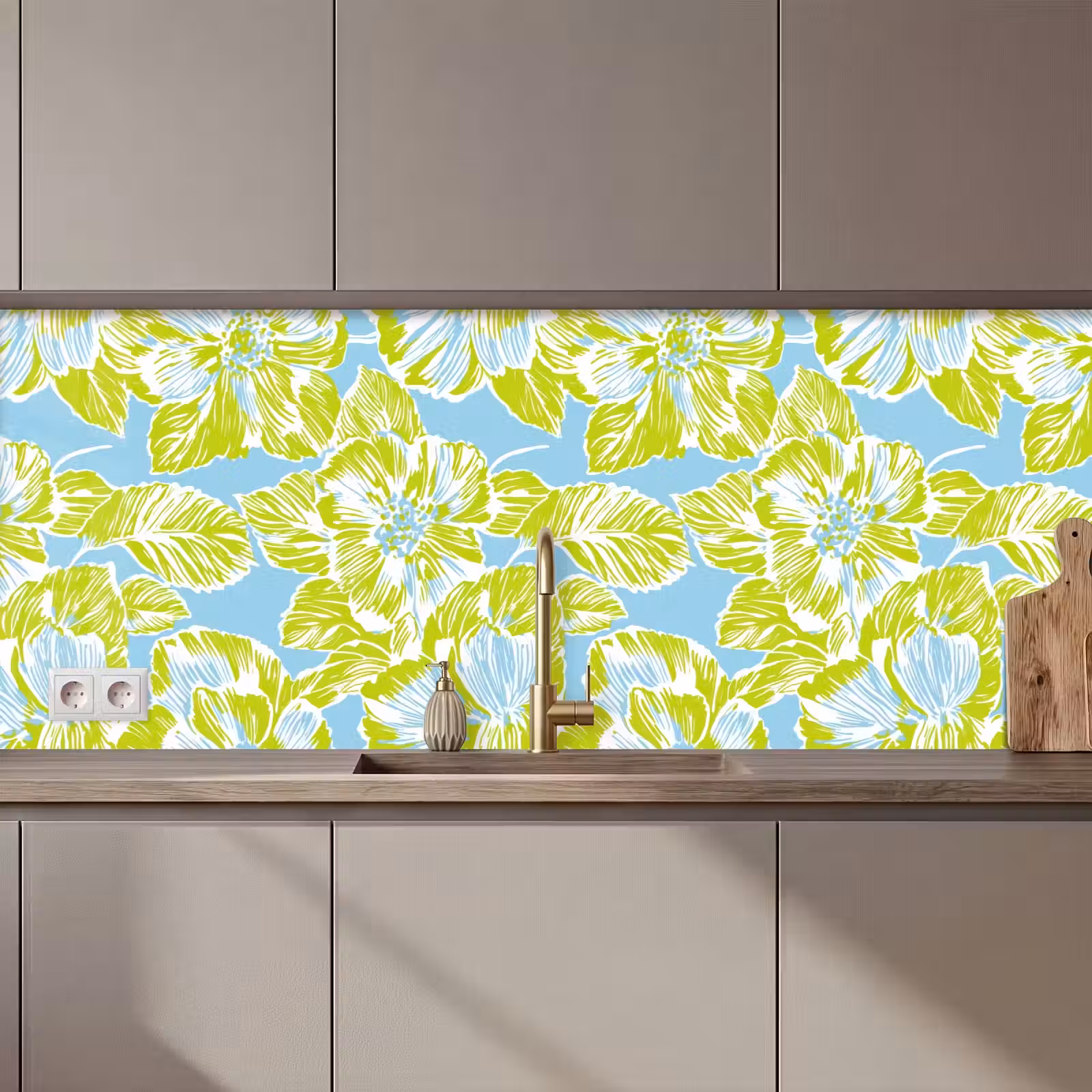 Keuken achterwand - Modern - Bloemen - Groen — 1