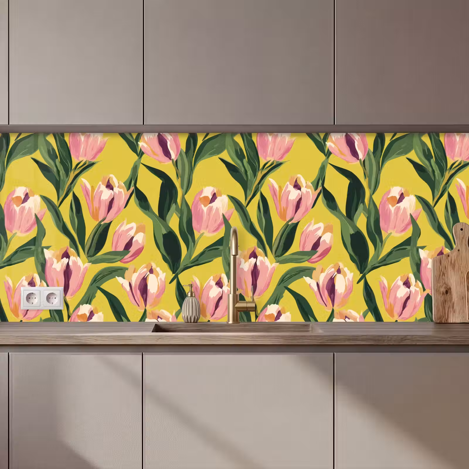 Keuken achterwand - Tulpen - Botanisch - Geel — 1