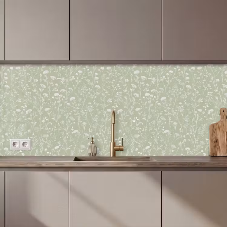 Keuken achterwand - Bloemen - Patroon - Groen — 1