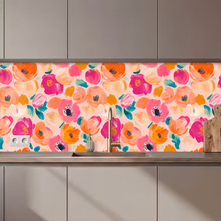 Keuken achterwand - Bloesems - Vrolijk - Kleurrijk — 1
