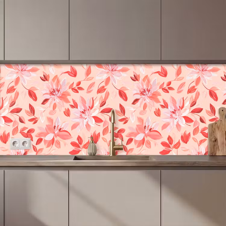 Keuken achterwand - Botanisch - Bloemen - Rood — 1