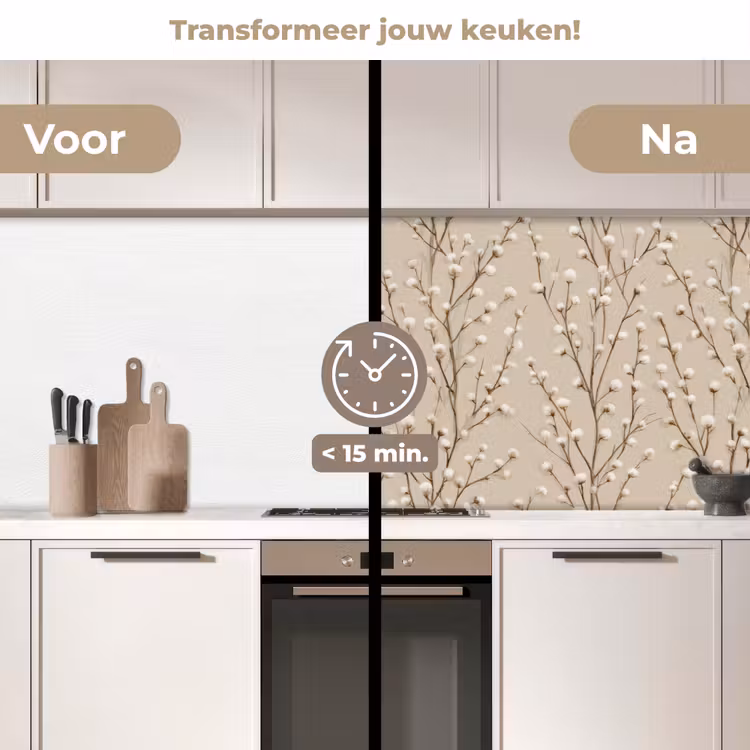 Keuken achterwand - Katoen - Natuur - Taupe — 2
