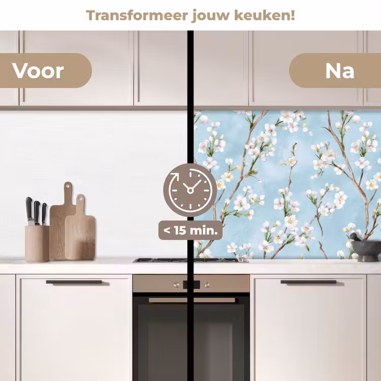 Keuken achterwand - Kersenbloesem - Textuur - Blauw — 2
