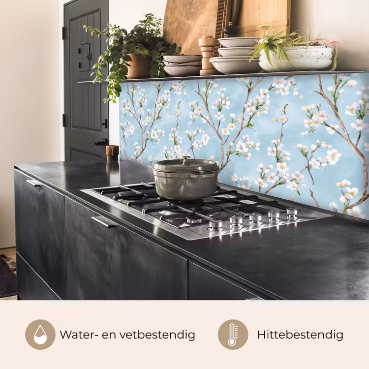 Keuken achterwand - Kersenbloesem - Textuur - Blauw — 3