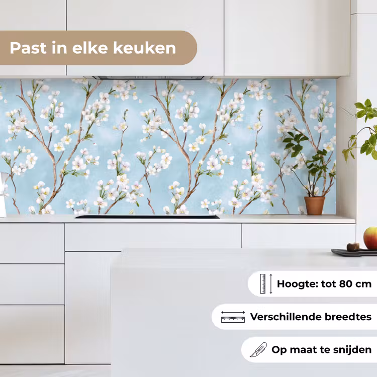 Keuken achterwand - Kersenbloesem - Textuur - Blauw — 4