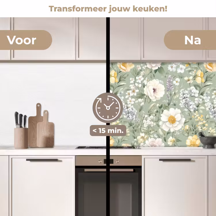 Keuken achterwand - Klassiek - Bloemenpatroon - Kleurrijk — 2