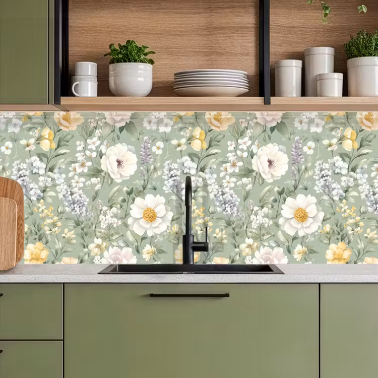 Keuken achterwand - Klassiek - Bloemenpatroon - Kleurrijk — 5