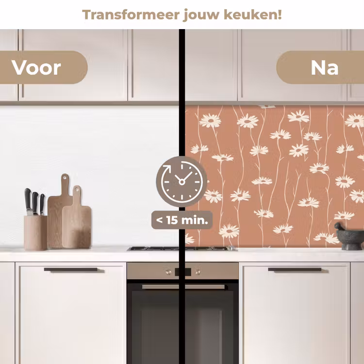 Keuken achterwand - Madeliefjes - Subtiel - Terracotta — 2