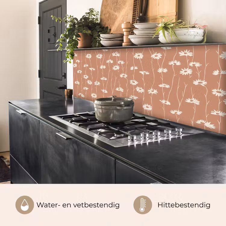 Keuken achterwand - Madeliefjes - Subtiel - Terracotta — 3