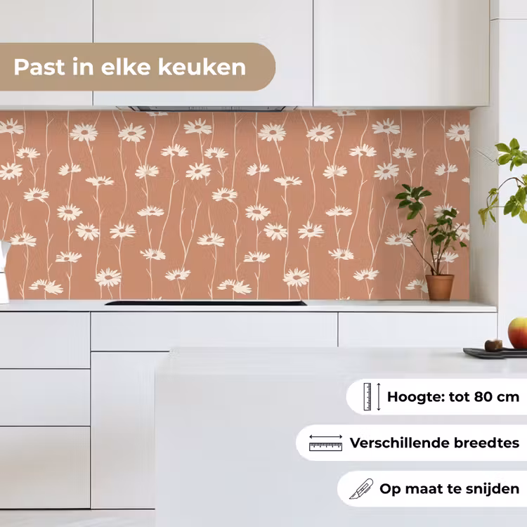 Keuken achterwand - Madeliefjes - Subtiel - Terracotta — 4