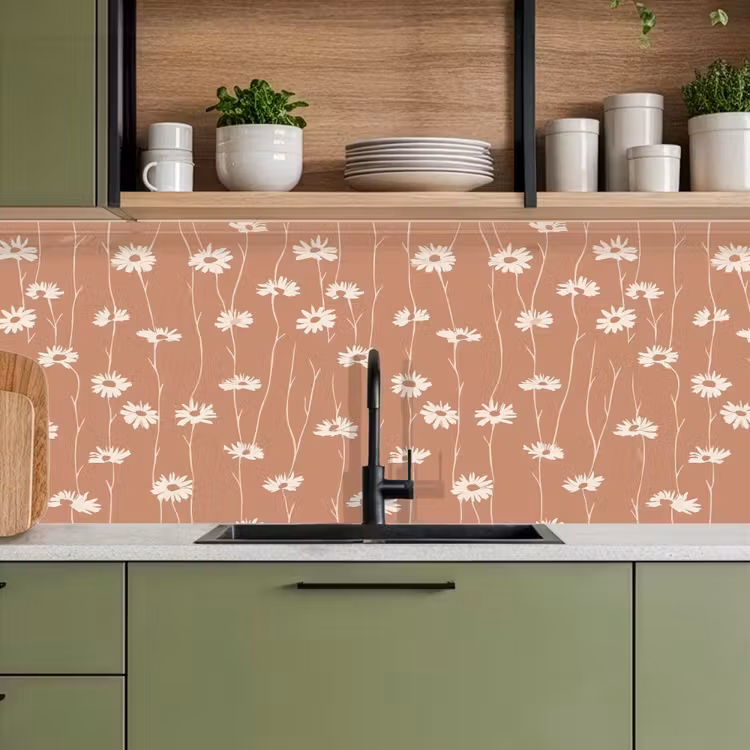 Keuken achterwand - Madeliefjes - Subtiel - Terracotta — 5