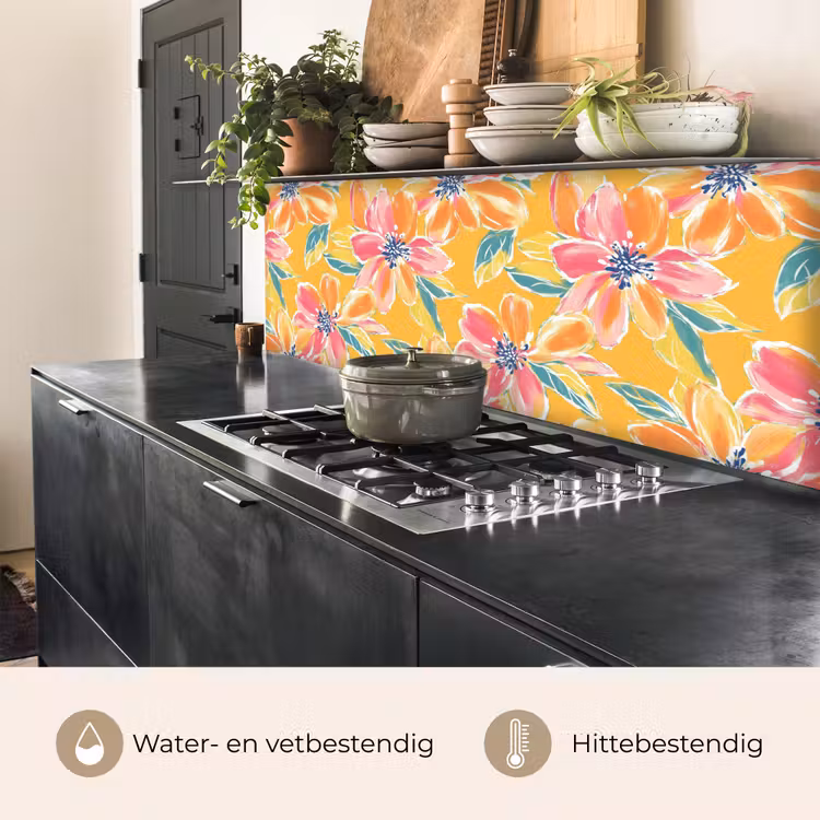 Keuken achterwand - Textuur - Bloemen - Kleurrijk — 3