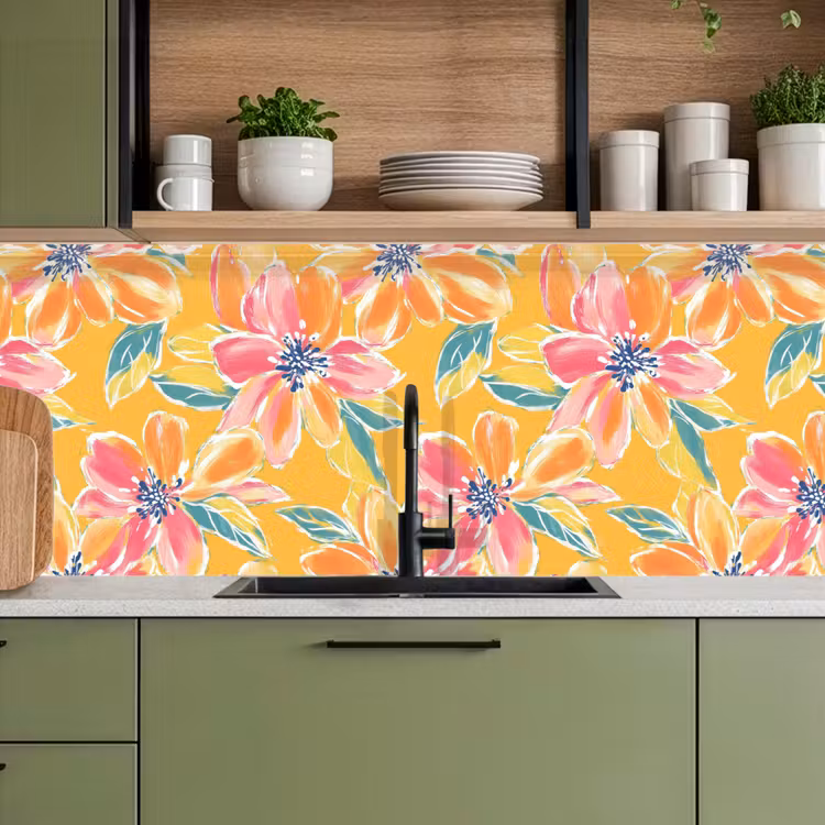Keuken achterwand - Textuur - Bloemen - Kleurrijk — 5