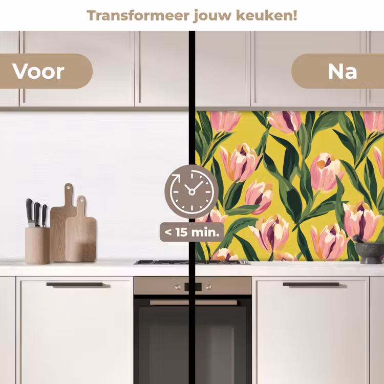 Keuken achterwand - Tulpen - Botanisch - Geel — 2