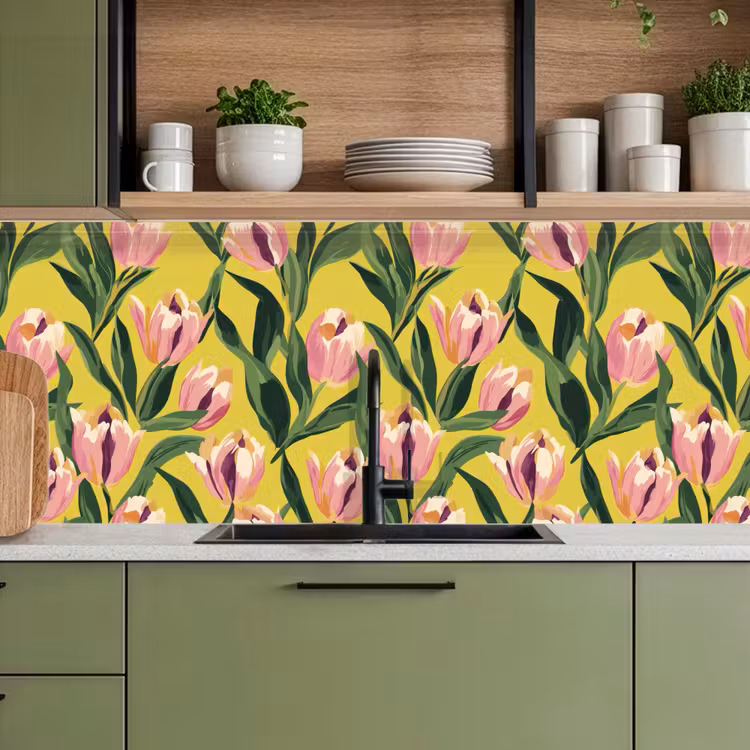 Keuken achterwand - Tulpen - Botanisch - Geel — 5