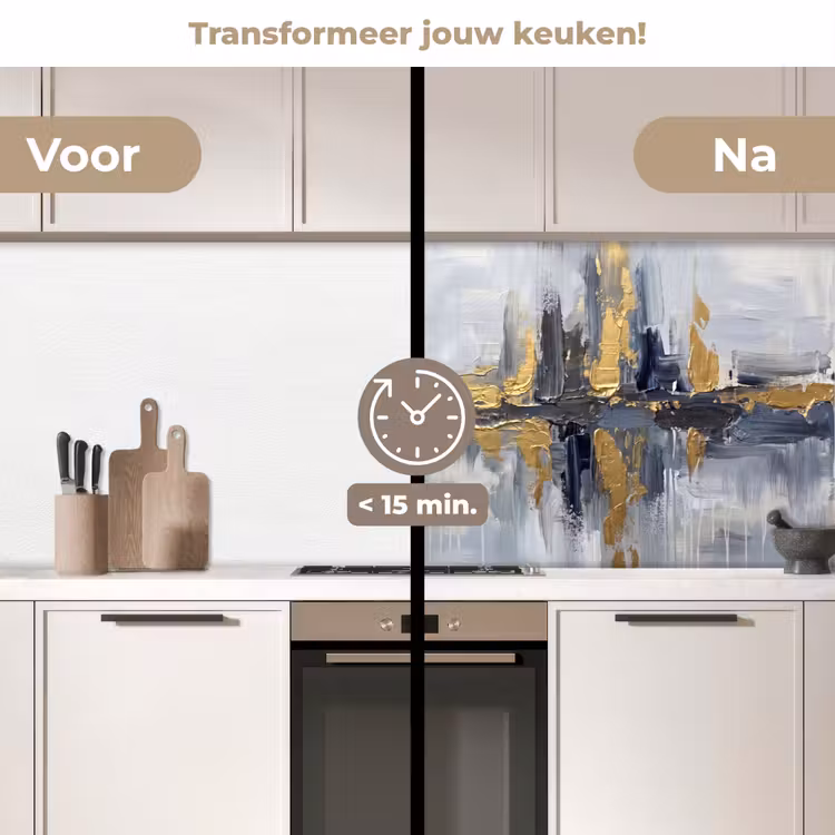 Keuken achterwand - Abstract - Structuur - Goud - Grijs - Modern — 2