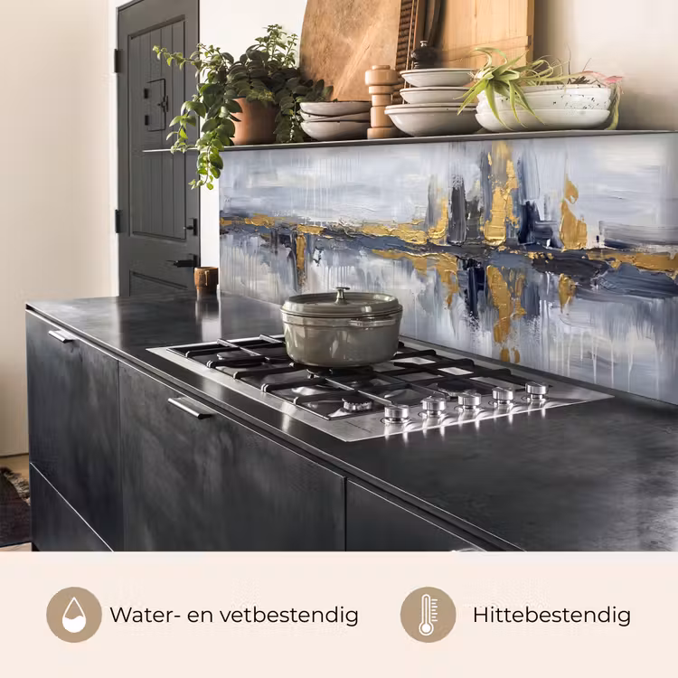 Keuken achterwand - Abstract - Structuur - Goud - Grijs - Modern — 3