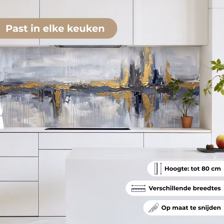 Keuken achterwand - Abstract - Structuur - Goud - Grijs - Modern — 4