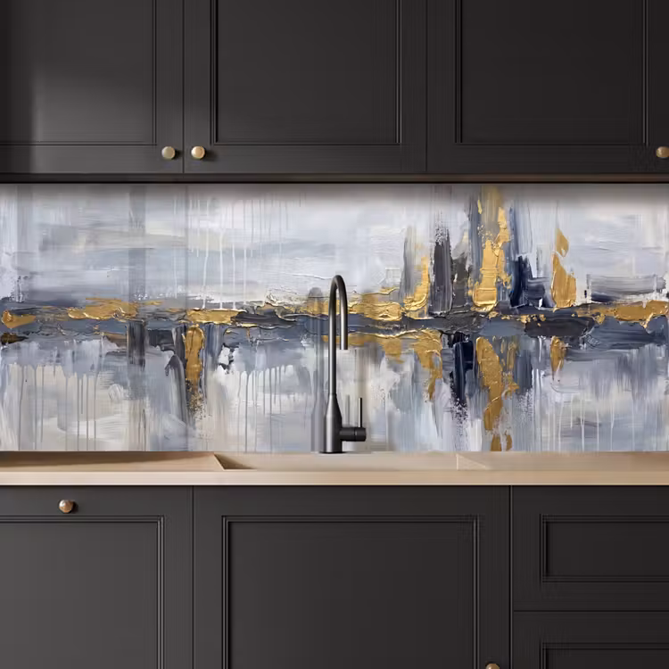 Keuken achterwand - Abstract - Structuur - Goud - Grijs - Modern — 6