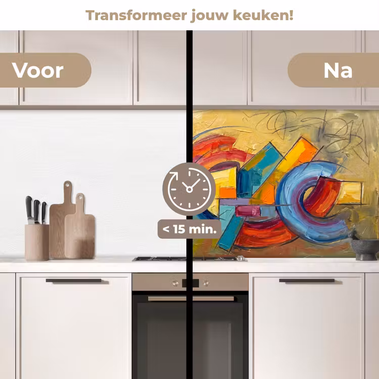 Keuken achterwand - Abstract - Cirkels - Schilderij - Kleurrijk - Dynamisch — 2