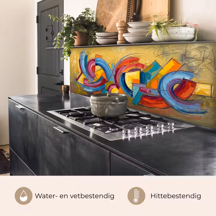 Keuken achterwand - Abstract - Cirkels - Schilderij - Kleurrijk - Dynamisch — 3