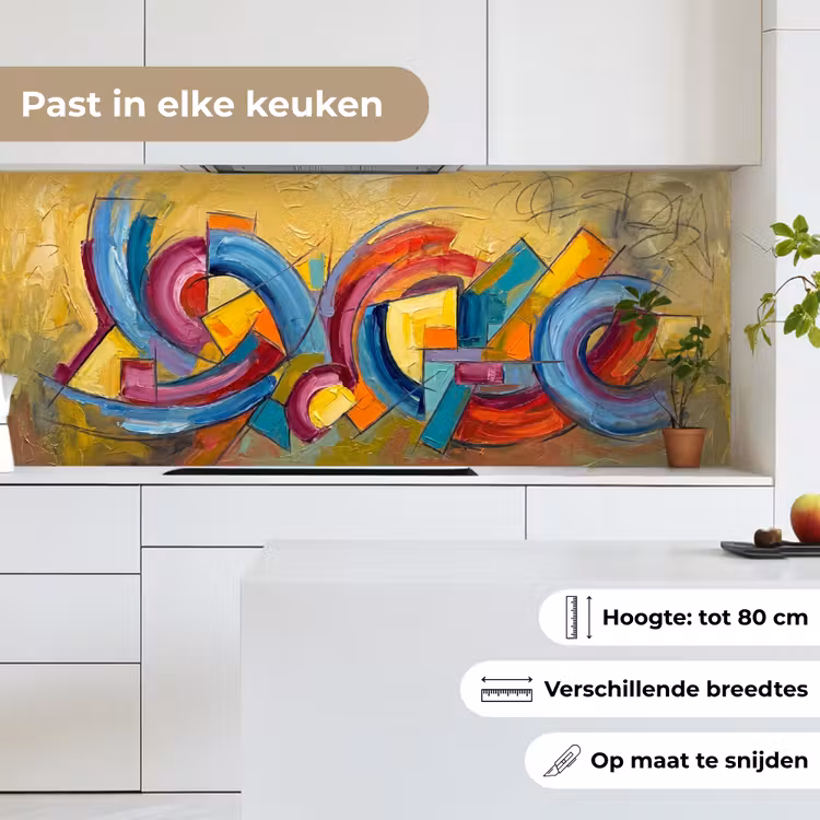 Keuken achterwand - Abstract - Cirkels - Schilderij - Kleurrijk - Dynamisch — 4