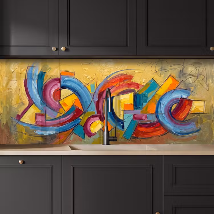 Keuken achterwand - Abstract - Cirkels - Schilderij - Kleurrijk - Dynamisch — 6