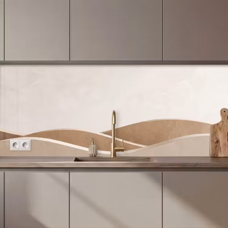 Keuken achterwand - Abstract - Golven - Modern - Beige — 1