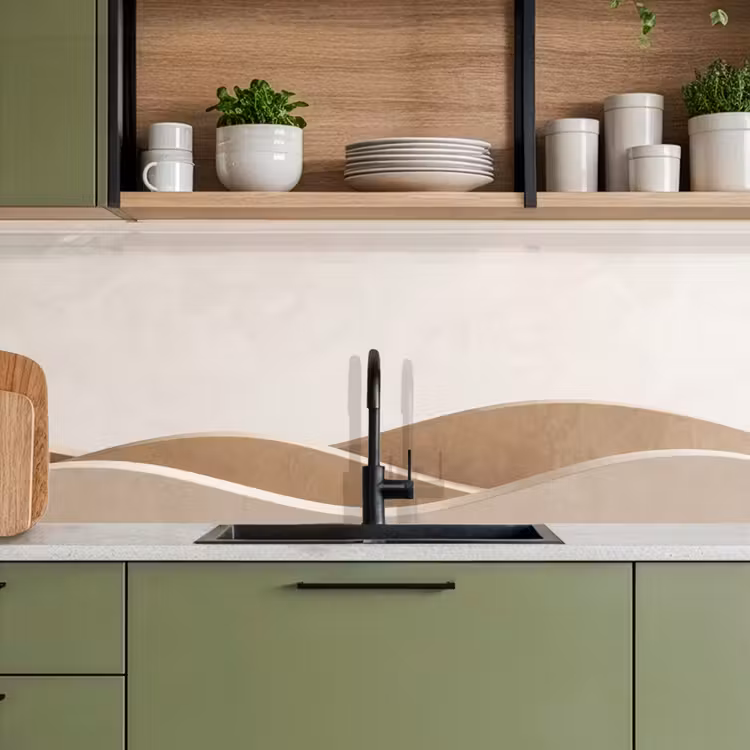Keuken achterwand - Abstract - Golven - Modern - Beige — 5