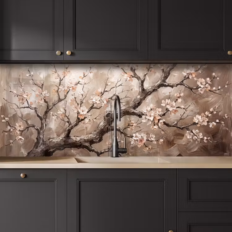 Keuken achterwand - Bloesem - Takken - Schilderij - Beige - Serene — 6