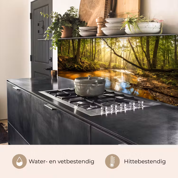 Keuken achterwand - Bos - Beek - Zonlicht - Natuur - Groen — 3