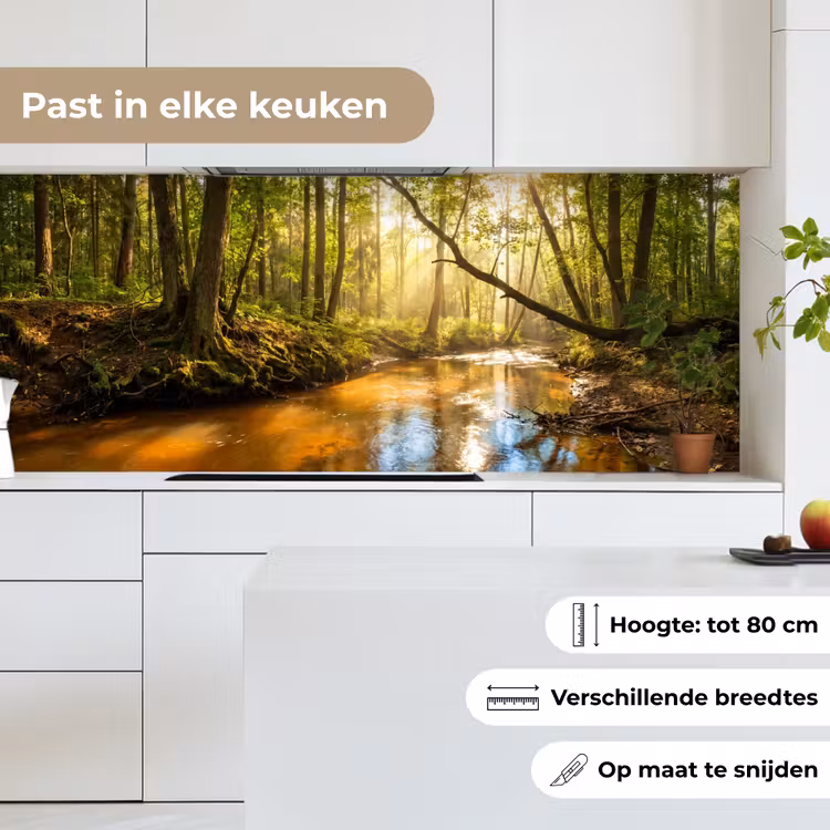 Keuken achterwand - Bos - Beek - Zonlicht - Natuur - Groen — 4