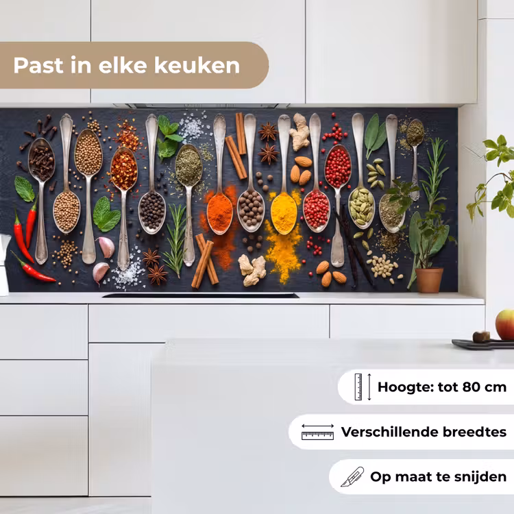 Keuken achterwand - Kruiden - Lepels - Culinair - Kleurrijk - Sfeervol — 4