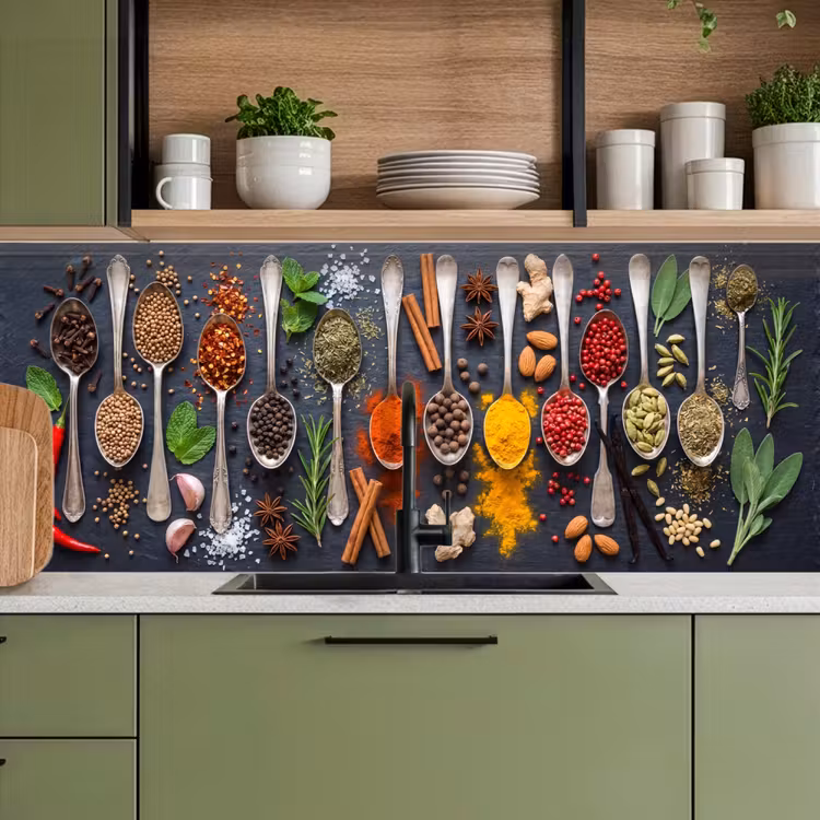 Keuken achterwand - Kruiden - Lepels - Culinair - Kleurrijk - Sfeervol — 5