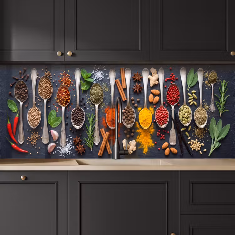 Keuken achterwand - Kruiden - Lepels - Culinair - Kleurrijk - Sfeervol — 6